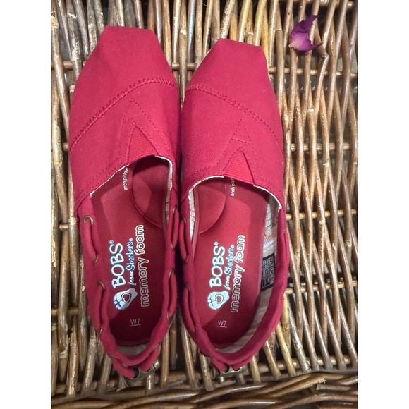 Skechers Bobs Shoes - Skechers Bobs Red Canvas Espadrille Platform Flats
